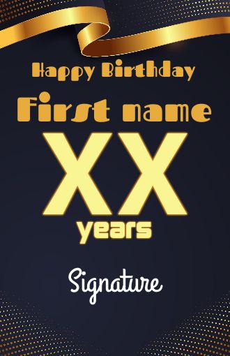 Happy Birthday Card Golden Blue free template