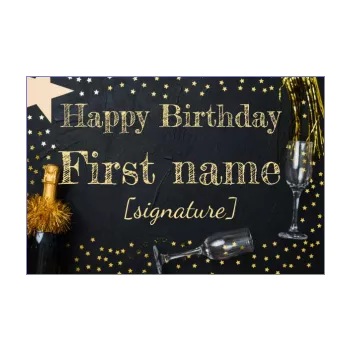 happy birthday card champagne golden slate star 