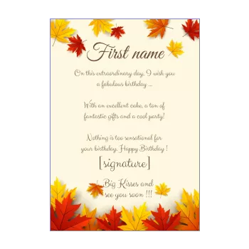 happy birthday card autumn leaf yellow 