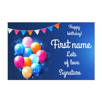 happy birthday card balloon blue kid 