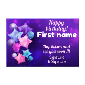 happy birthday card balloon blue mauve rose women 