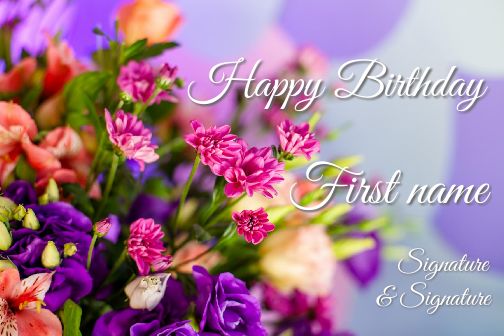 Happy Birthday Card Bouquet Flower free template