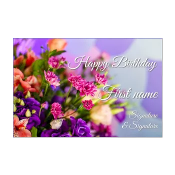 happy birthday card bouquet flower mauve 