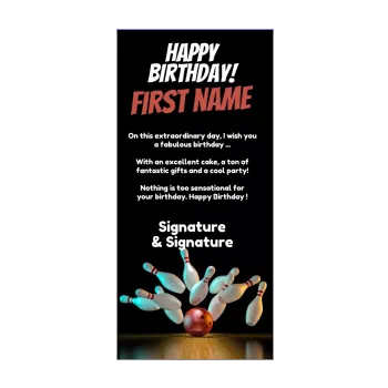 happy birthday card bowling black 