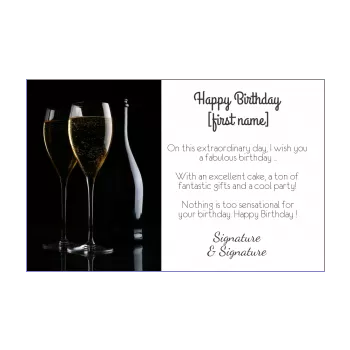 happy birthday card bottle champagne black alcohol 
