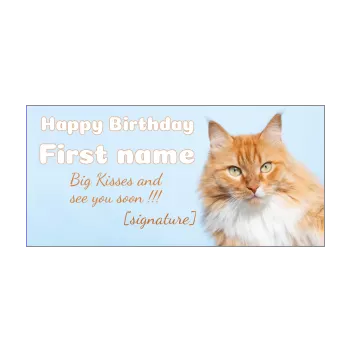 happy birthday card cat blue brown 