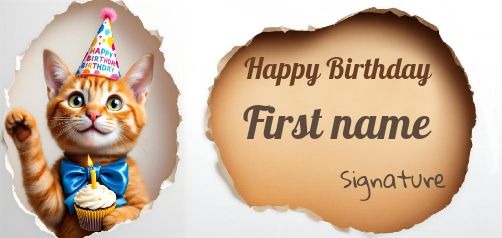 Happy Birthday Card Cat Cake virtual free