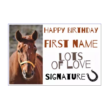 happy birthday card horse brown kid animals 