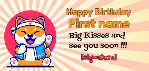 Happy Birthday Card Manga Dog free template