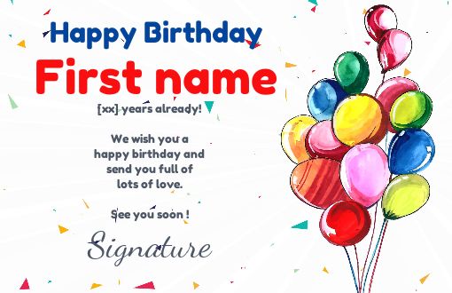 Happy Birthday Card Balloon Drawing free template