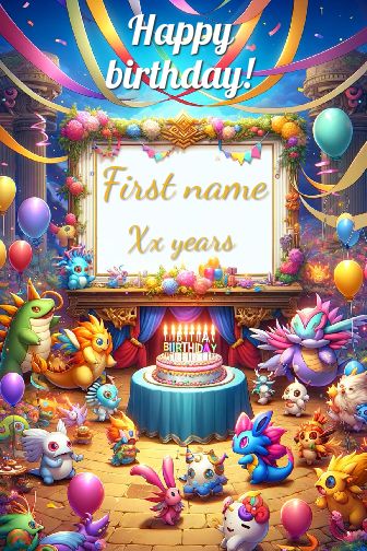 Happy Birthday Card Manga Balloon free template
