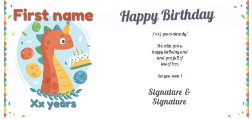 Happy Birthday Card Dinosaur Baby free template