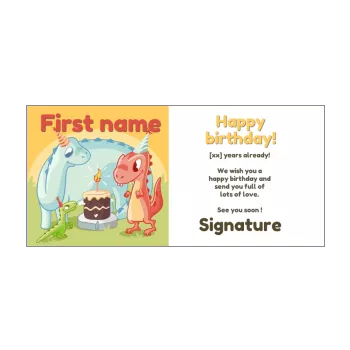 happy birthday card dinosaur cake candle drawing kid 