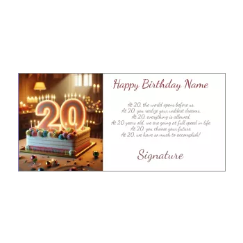 happy birthday card rainbow 20 years table cake jewelry 