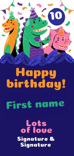 Happy Birthday Card Dinosaur Blue free template
