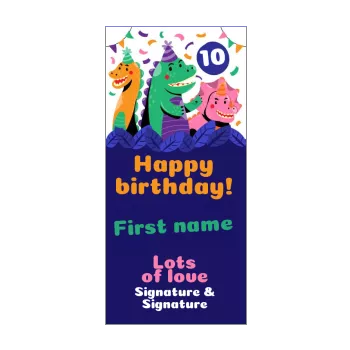 happy birthday card dinosaur blue confetti drawing kid 