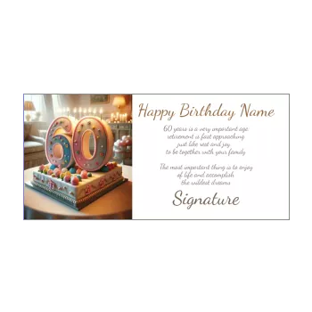 happy birthday card rainbow 60 years table cake jewelry 