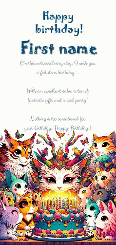 Happy Birthday Card Manga Cake free template