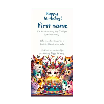 happy birthday card manga cake candle pokemon animals 