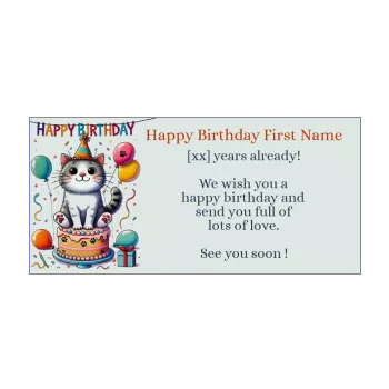 happy birthday card cat balloon cake drawing kid 