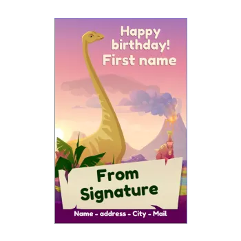 happy birthday card dinosaur drawing kid yellow 