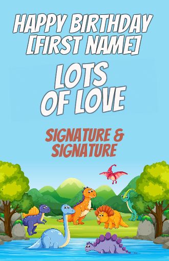 Happy Birthday Card Dinosaur Water free template