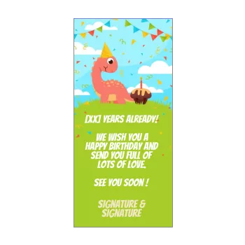 happy birthday card dinosaur cake drawing garden kid 