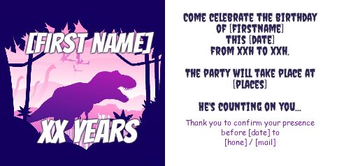 Birthday Card Invitation Dinosaur Kid virtual free