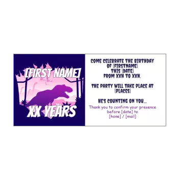 birthday card invitation dinosaur kid mauve tree 
