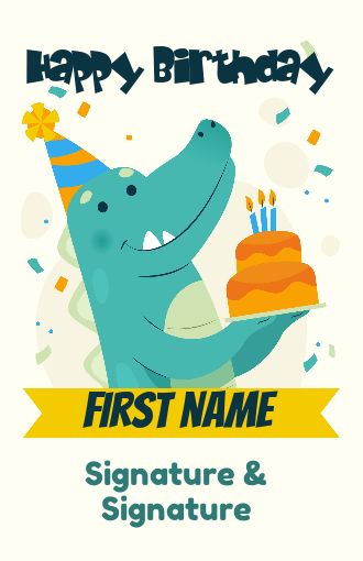 Happy Birthday Card Dinosaur Cake free template