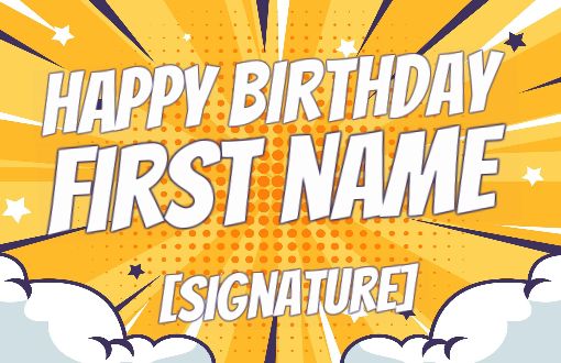 Happy Birthday Card Cloud Drawing free template