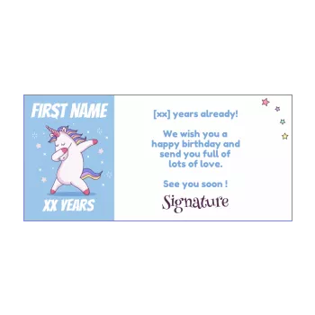 happy birthday card unicorn blue girl kid star animals 