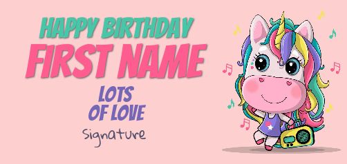 Happy Birthday Card Rainbow Unicorn virtual free