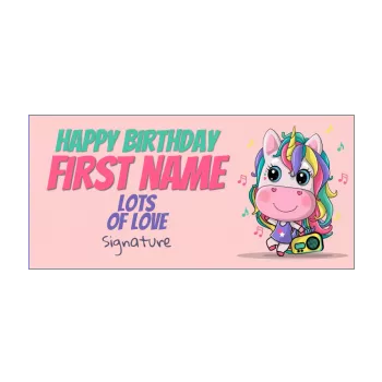 happy birthday card rainbow unicorn kid music 