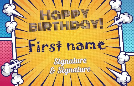 Happy Birthday Card Manga Drawing free template