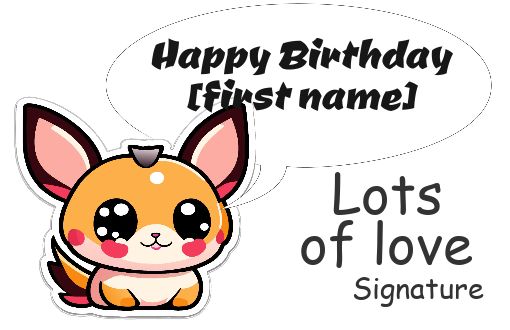 Happy Birthday Card Manga Cat free template