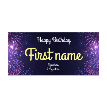 happy birthday card firework blue mauve 