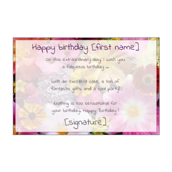 happy birthday card bouquet flower mauve orange rose 