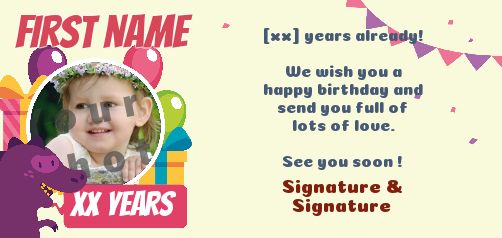 Happy Birthday Card Dinosaur Gift with photo template