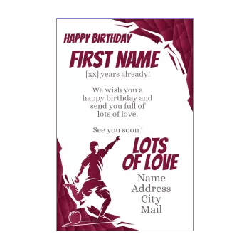 happy birthday card soccer balloon kid mauve 