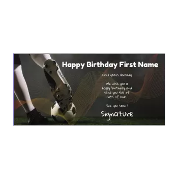 happy birthday card soccer balloon grey kid shoe sport 