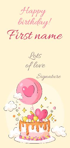 Happy Birthday Card Manga Heart free template