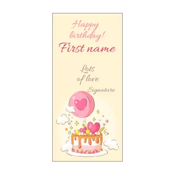 happy birthday card manga heart cake kid rose 