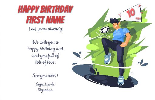 Happy Birthday Card Soccer Balloon free template