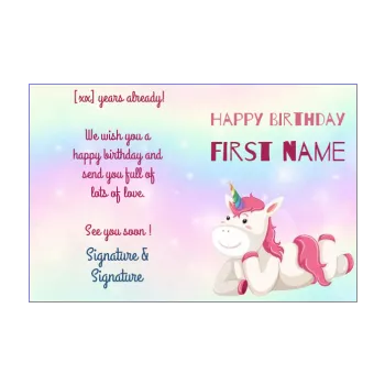 happy birthday card rainbow 10 years unicorn girl kid 