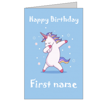 Free Unicorn birthday card printable template or send online