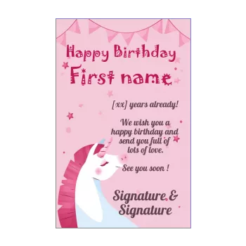 happy birthday card unicorn kid rose star 