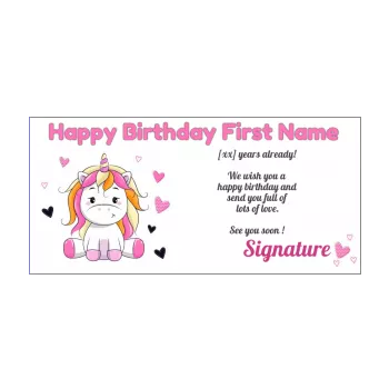 happy birthday card unicorn kid rose animals 