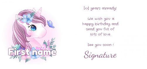 Happy Birthday Card Pastel Unicorn free template