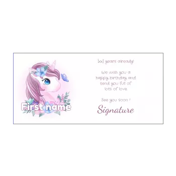 happy birthday card pastel unicorn kid rose 